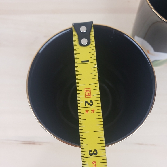 Vintage Otagiri Cup Set Calla Lily Black Gold Rim Classic Japanese Retro - Picture 8 of 9